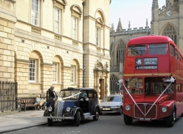 Double decker red bus for weddings in Warminster